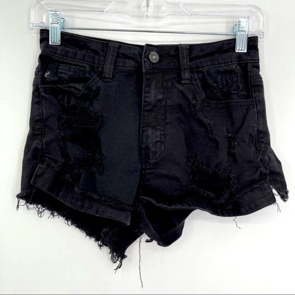 Kancan distressed black shorts‎ distressed mid rise - Picture 1 of 11